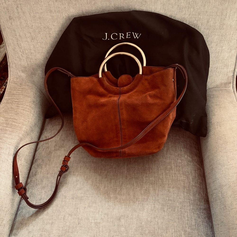 Suede J Crew purse with brass handles - Picture 3 of 6